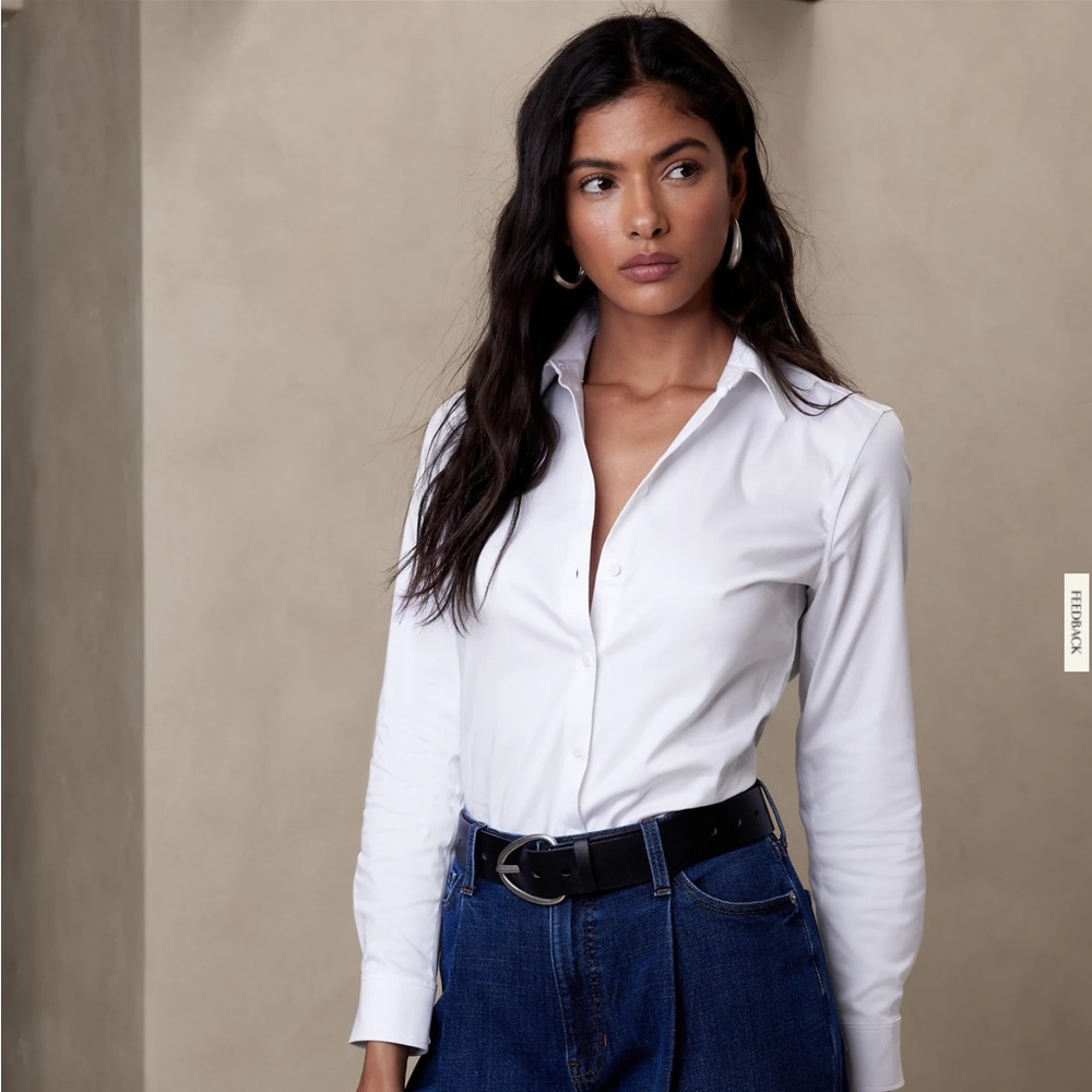 NWT Banana Republic Long Sleeve Button Down Collar Blouse Top Shirt 10P